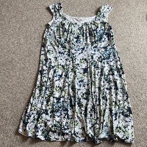 Signature Floral Kids Dress in White and Blue